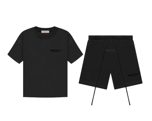 FEAR OF GOD ESSENTIALS TEE AND SHORTS SET BLACK