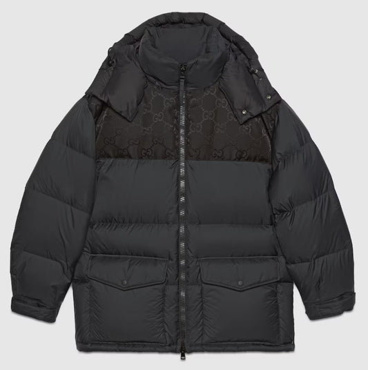 Gucci Nylon Down Jacket With GG Inserts